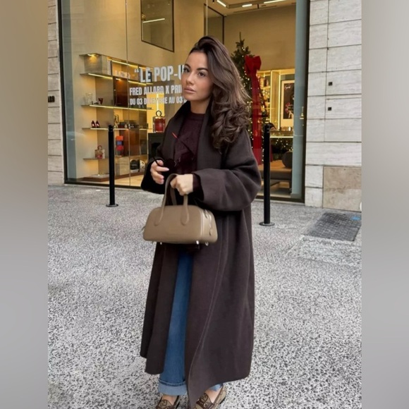 NWT Zara Open Front Knit Coat in Brown - Large